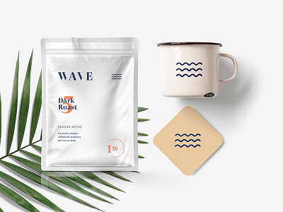 Wave Coffee Company blue brand identity branding cafe coffee logo design typography waves