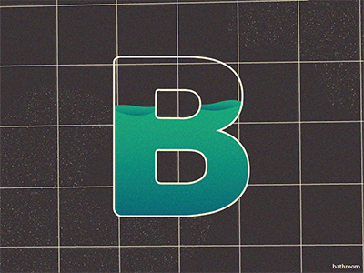 B 36days b 36daysoftype alphabet bathroom flat illustration letter tile water