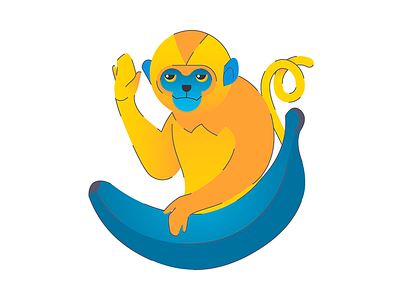 monkey banana flat illustration monkey