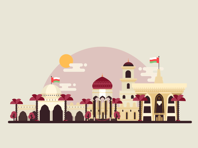 Oman Buildings arab buildings dribbble midas motion oman