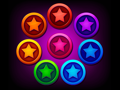 Rainbow Star Icons art colorful design game photoshop skeuomorphism stars