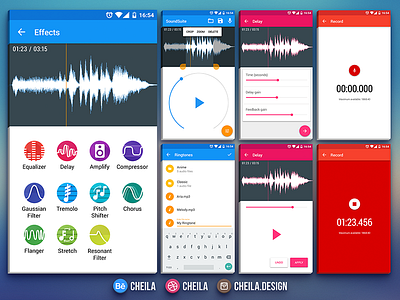 Sound Suite app screens android app design flat mobile music ui ux