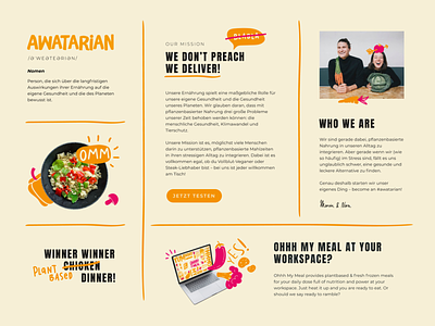 Webdesign for plantbased meals branding collages illustrations infographic section webdesign website design