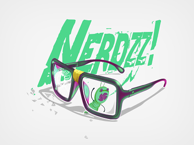 Nerdzz! ant broken character eyewear glass green illustration nerd shout