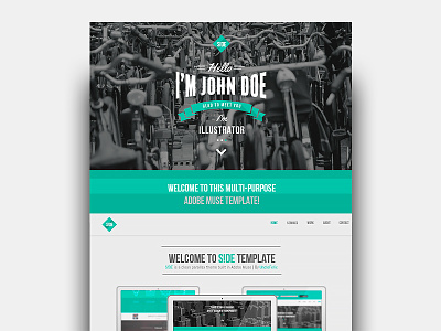 Side adobe muse flat green landing one page parralax portfolio template website