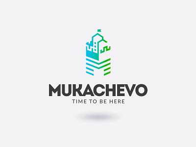 Mukachevo blue castle city concept design green logo logotype mark mukachevo symbol tourism ukraine