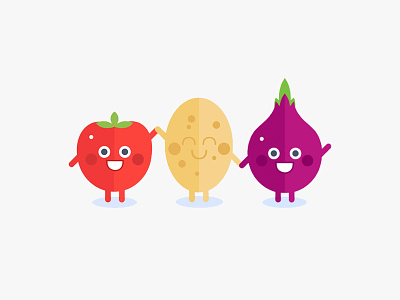 Vegetables food illustration onion personage potato tomato
