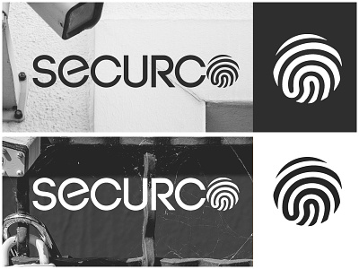 Securco black design fingerprint logo logotype mark security white