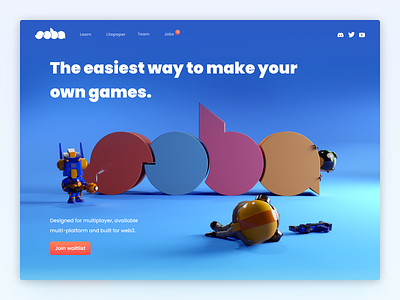 Soba - The easiest way to make your own games. 🎮 3d 3d illustration branding crypto game maker gaming soba soba studios web3 website