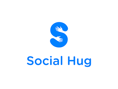 Social Hug app blue brand hands hug negative space non profit