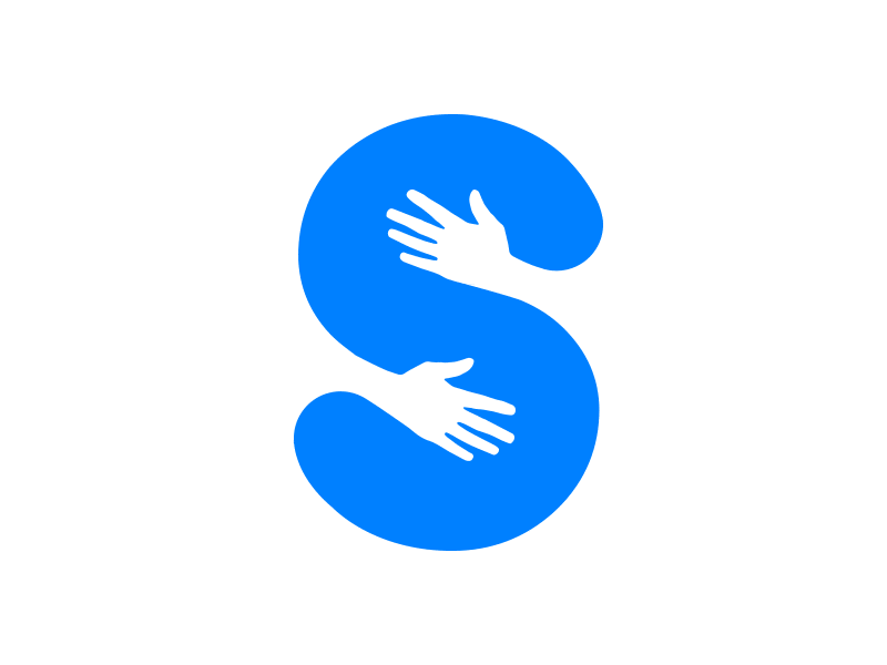 Social Hug Grid app blue brand circles grid hands hug logotype negative non profit space