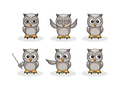 Owl character creation 2d art animal animation cartoon character character creation cute design mascot owl pose vector