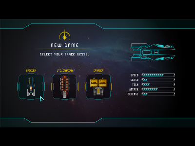 Starquest spacecraft selection menu app design flat icon illustration layout menu minimal space ui ux vector