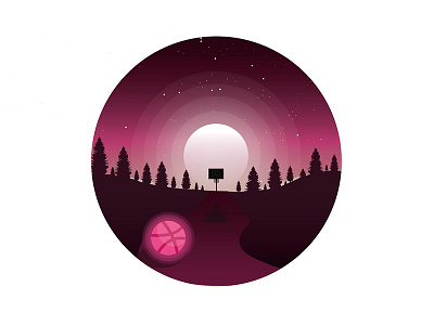 My first dribbble shot adobe illustrator dribbble flat design icon illustration illustrator landscape moon
