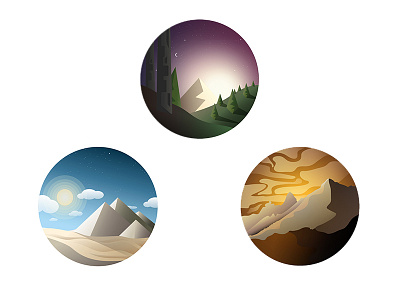 Nature Icons desert forrest icon illustration material design mountains nature