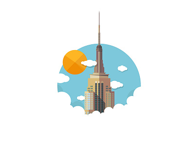 New York city flat design icon illustration new york sky