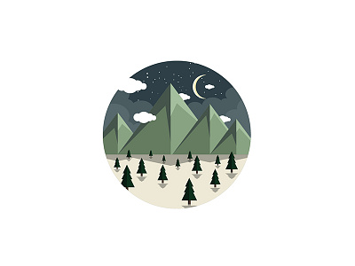 Landscape flat design graphic design icon illustration landscape moon mountains nature