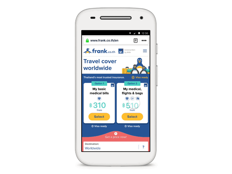 Travel insurance 2017 design mobile prototyping thailand ui ux webdesign website