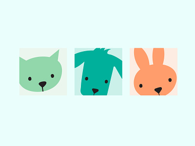 Daphne Animal Hospital Icons bunny cat dog faces icons illustration muted colors vet icons veterinarian