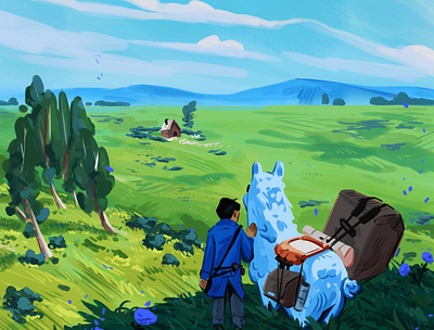 Boy and Llama conceptart design illustration painting