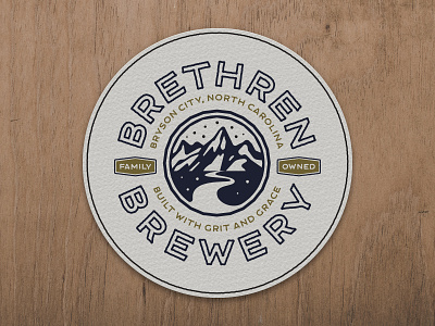 Brethren Brewery beer branding brewery coaster design drink illustration logo mountain north carolina