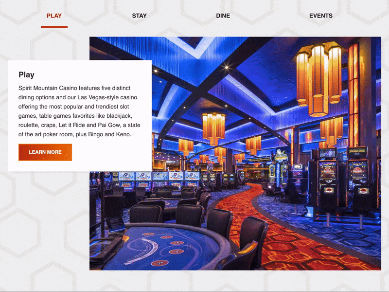 Spirit Mountain Casino tabs prototype css animation design front end design front end dev prototype ui ux uxd web design