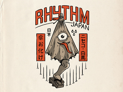 Kasa-obake for Rhythm Japan art design drawing graphic graphic design illustration illustrator merch shirt t shirt