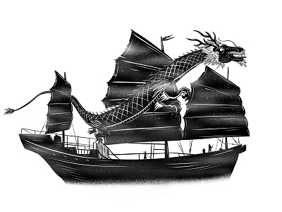 Three Sheets To The Wind art dragon drawing graphic illustration ship vintage