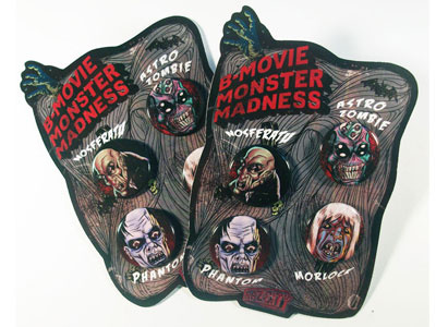 B-Movie Monster Buttons Set astro zombie b movie classic horror monsters morlock nosferatu phantom