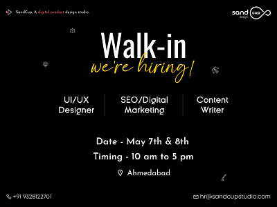 Walk-in ahmedabad branding career design designer employment expert fresher gandhinagar graphic design gujrat india jobs rajkot ui uidesigner uijob ux uxdesigner uxjob