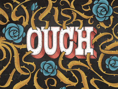 Ouch - Finished illustration lettering rose