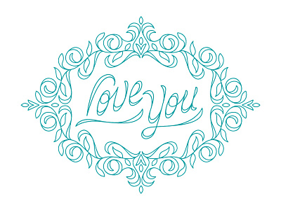 Love to Love You border lettering linework script