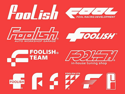 FOOLISH logo branding design f logo letter logo logotype racing typography