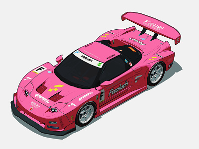 Foolish Honda NSX GT c4d car cel shader cel shading design drawing foolish honda livery pink racing