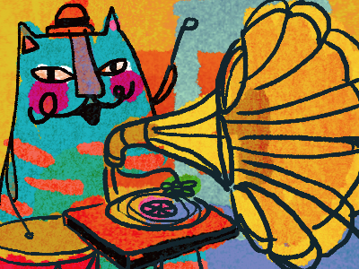 cool cat cat illustration music