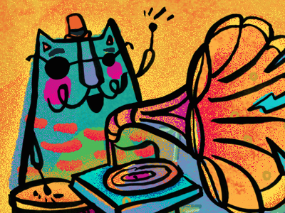 still cool cat cat illustration jazz music