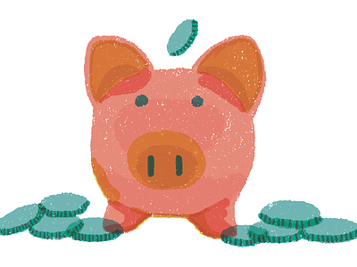 Economics digital editorial illustration piggy bank