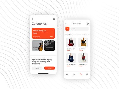 Mobile app for a musical instrument store app buy ios market mobile music shop store ui