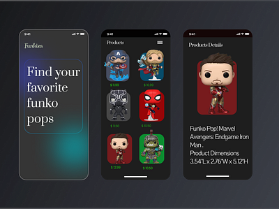 funko pops product shop app design graphic design ui