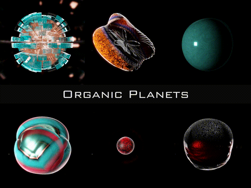 Organic Planets 3d animation motion graphics