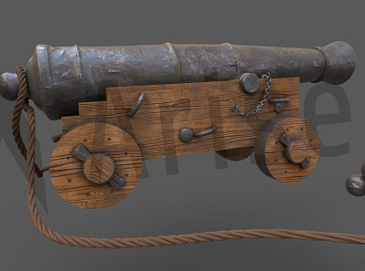 3D Cannon Model 3d design illustration prop