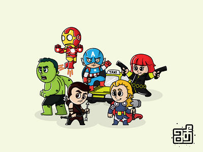 Avenger kids adheedhan avengers cartoon characters drawing illustration kids superheroes