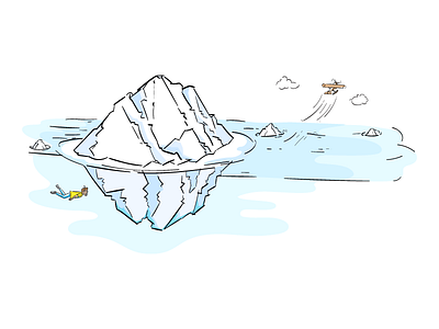 Iceberg freehand hand drawn iceberg illustration sea plane