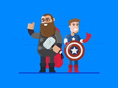 SuperHero Duos avengers captain america flat illustration superhero duos thor