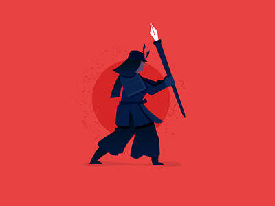 Samurai flat illustration pen samurai