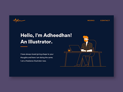 Designer Profile illustration layout minimal portfolio simple typography webdesign website design