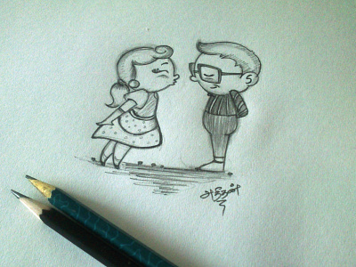 Valentine's Day (W.I.P) adheedhan boy couple cute drawing girl love sketch soft specs valentine
