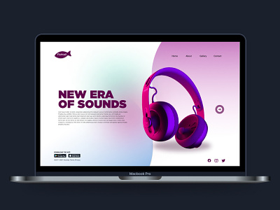 Headphones website design typography ui ux vector
