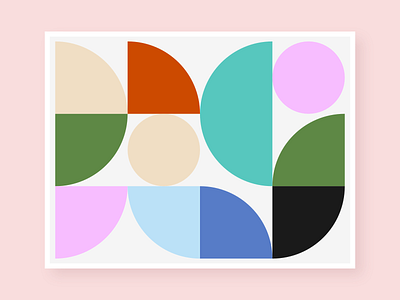 Circles and half abstract art bauhaus circles color curves frame geometric illustration modern pattern poster vector