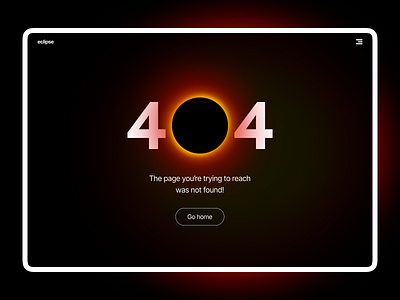 404 error page - UI challenge 404 black challenge daily ui dark design eclipse error page space sun ui